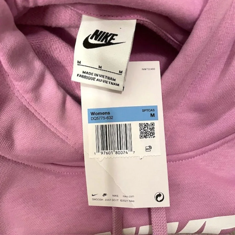 NWT Nike Sportswear Club Fleece Logo Pullover Hoodie Women's Medium Purple Pink - Picture 11 of 15